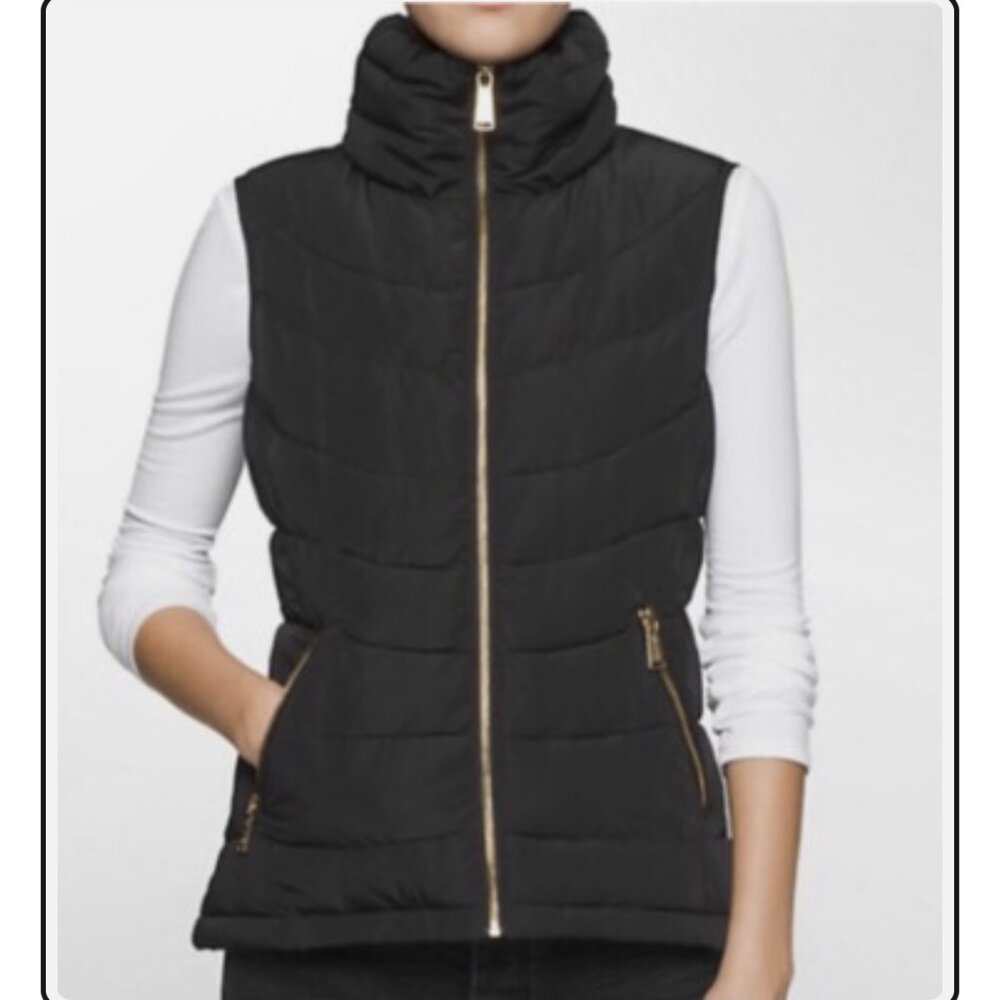 Calvin Klein Quilted Puffer Vest Black and Gold Size XS